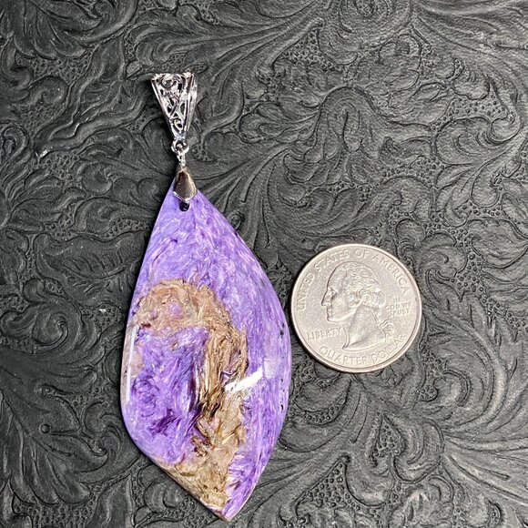 Ultra Chatoyant Charoite Tinaksite Pendant Stone Crystal Jewelry - Picture 9 of 10